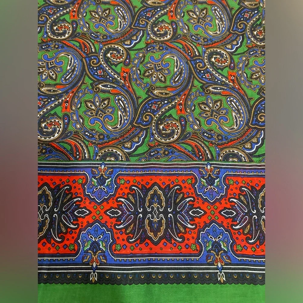 Talbots Red, Blue & Green Paisley Scarf Wrap 26 X 72